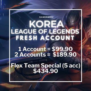 League of Legends Korea Unranked Level 30 Smurf Account