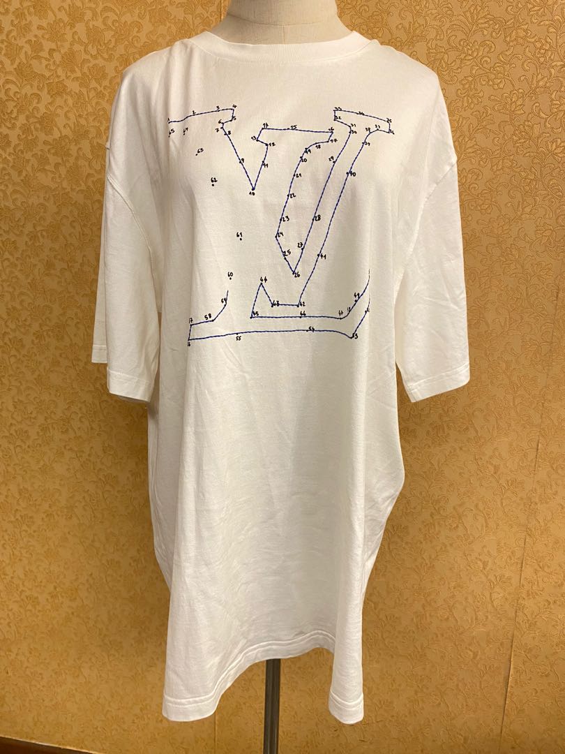 LOUIS VUITTON Game On Thread Embroidered White Tee T-shirt Studded