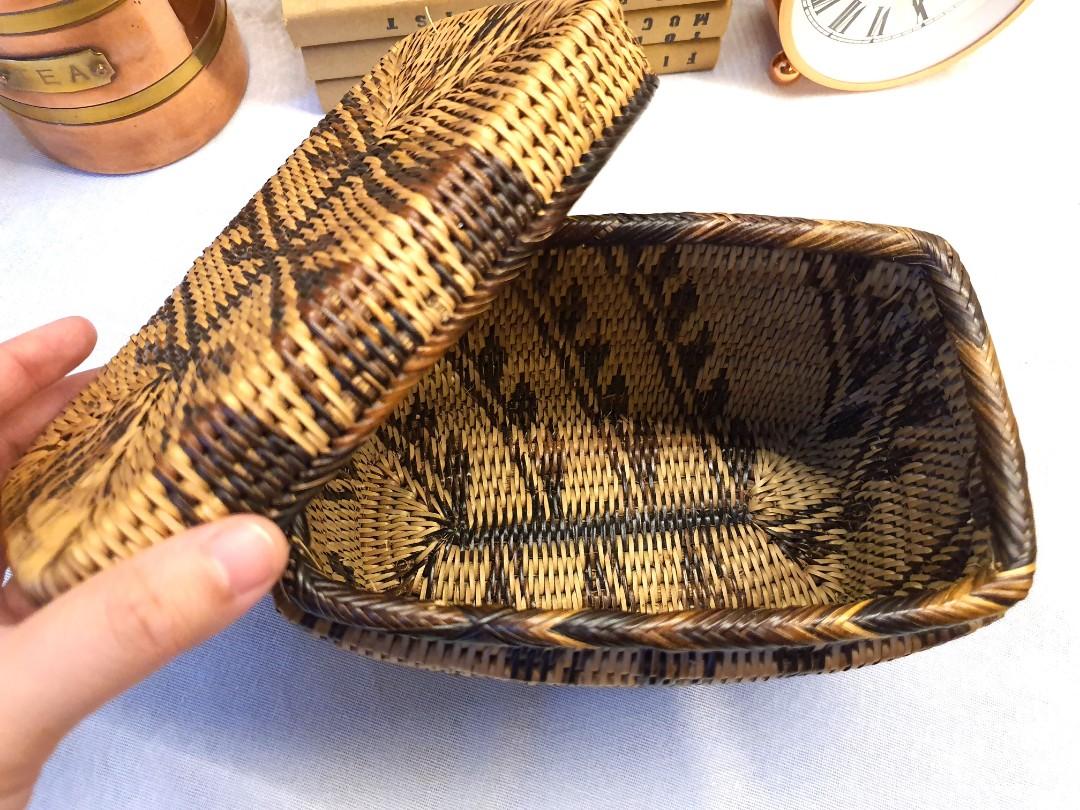 Mangyan Rectangle Basket with Lid, Furniture & Home Living, Home