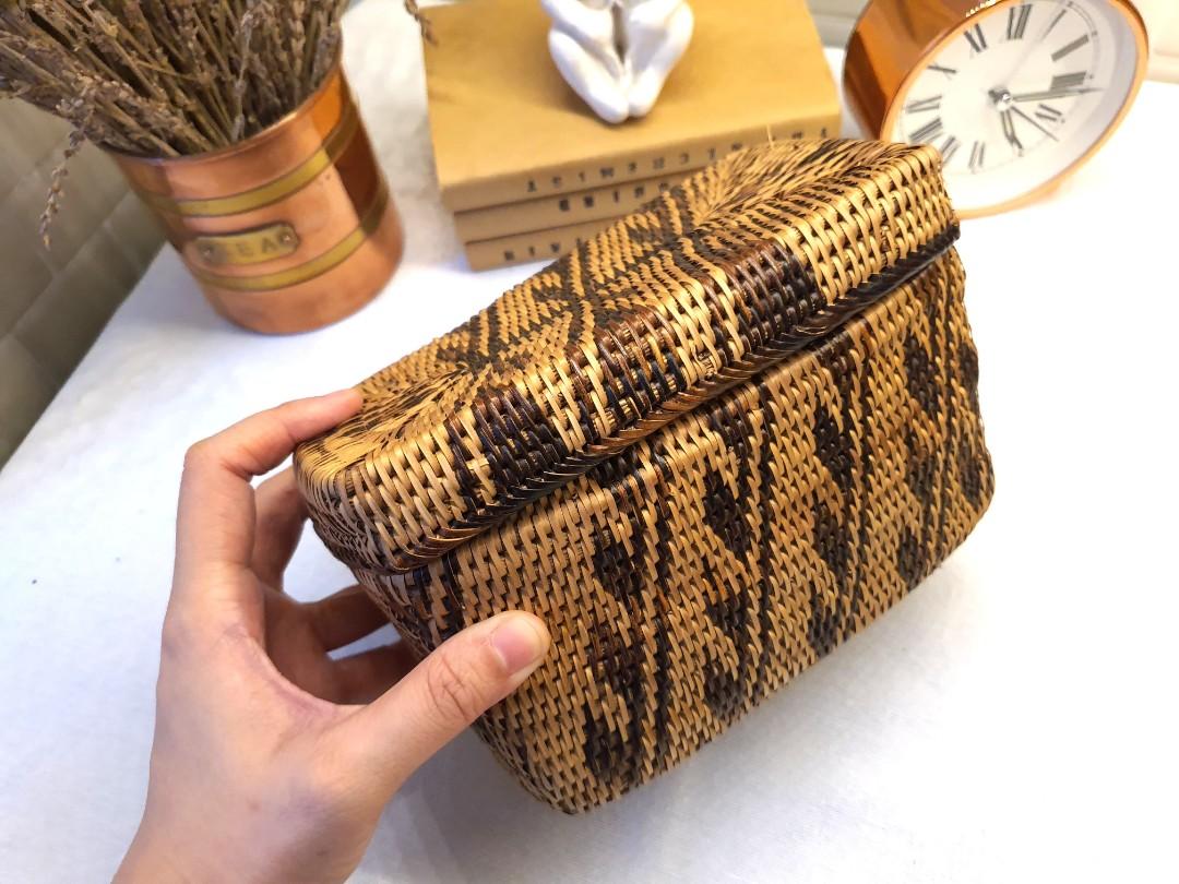 Mangyan Rectangle Basket with Lid, Furniture & Home Living, Home