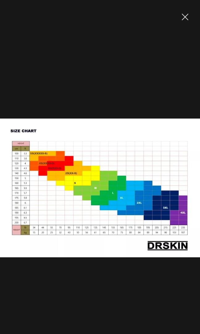 Drskin compression pants size chart top