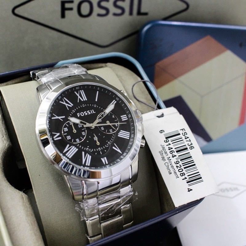 100% Fossil Watch Men Silver Fs4736 
