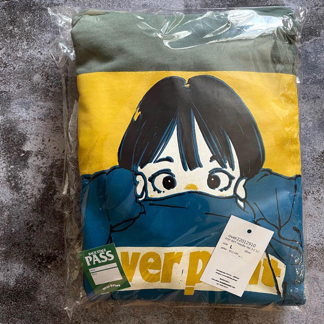 現貨】OVER PRINT POP ART HOODIE VER.3 (ん) olive, 男裝, 上身及套裝