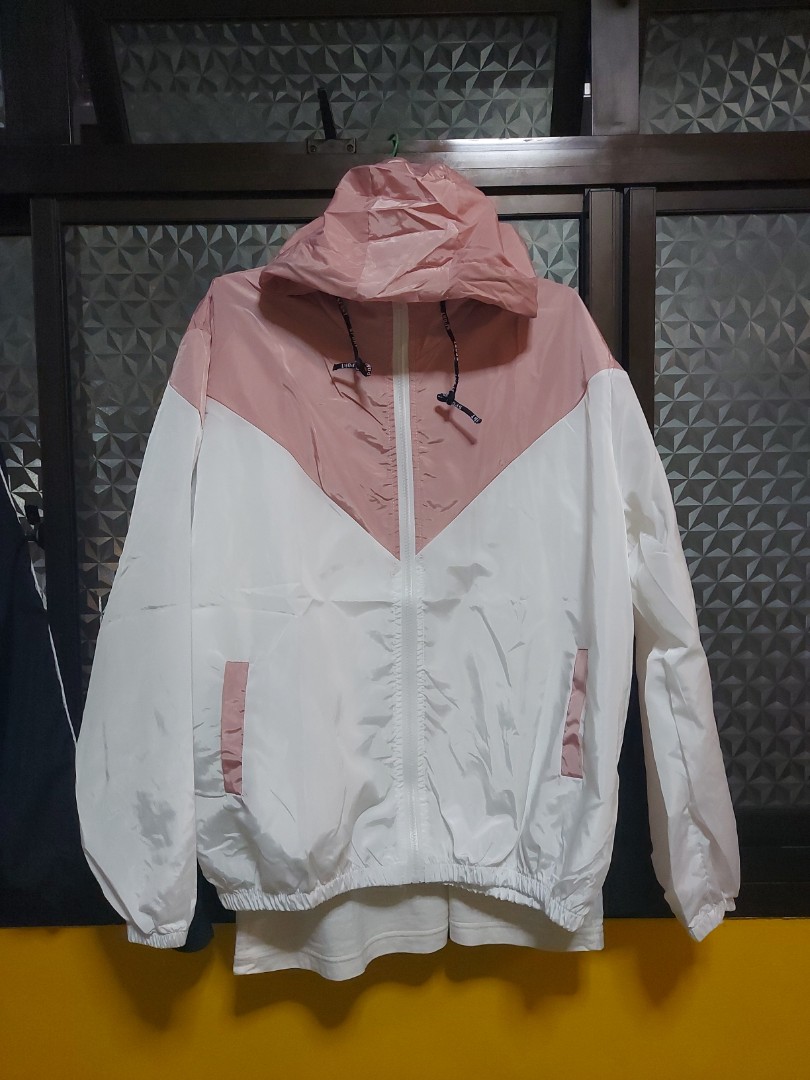 Pink grey and white windbreaker cheap