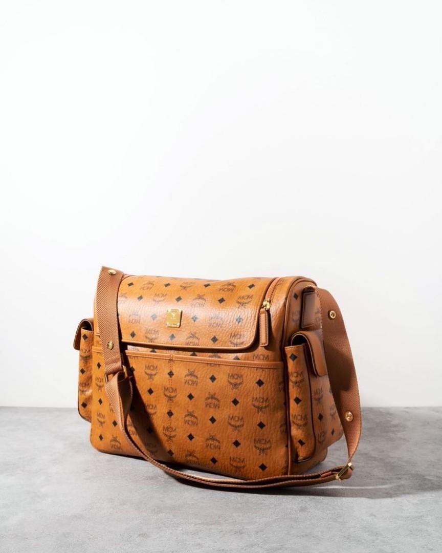 READY STOCK MCM CLASSIC VISETOS LARGE DIAPER BAG COGNAC