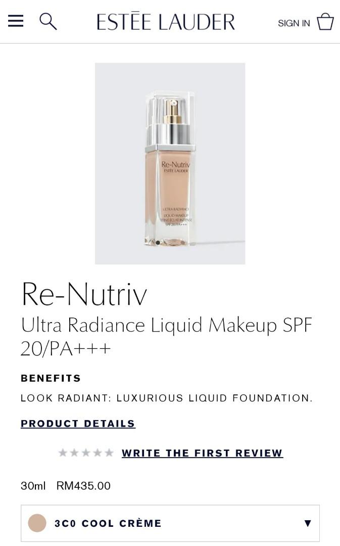 ReNutriv Estee Lauder Ultra Radiance Foundation, Beauty & Personal