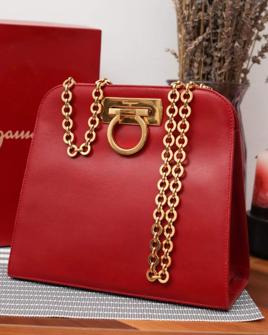 Salvatore Ferragamo Chain Sling Bag, Luxury, Bags & Wallets on Carousell