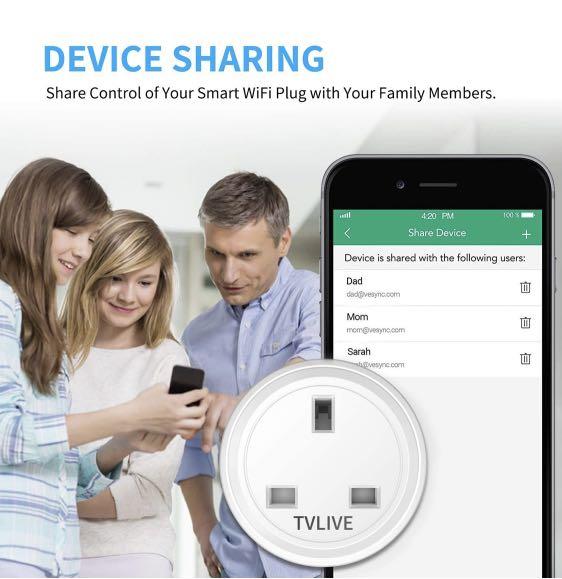 Smart Plug, TVLIVE 2 Pack 13A Smart Plugs WiFi Outlet Works with   Alexa(Echo, Echo Dot), Google Home, IFTTT, Wireless Smart Socket, Remote