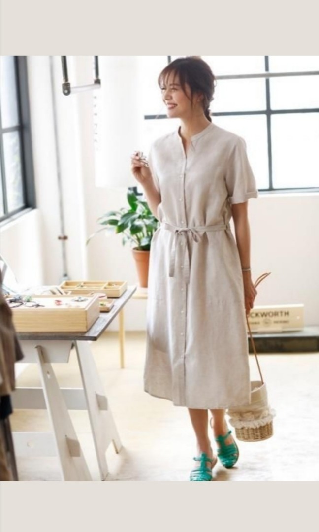 Uniqlo linen clearance shirt dress
