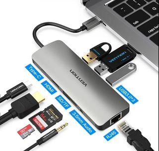 vention 9 In 1 Type C Hub USB To Hdmi Gen1 Usb 3.0 Rj45 Sd Tf/3.5mm 100W Pd Power Delivery Docking Station For Laptop Pc