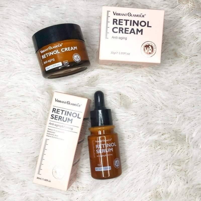 Vibrant Glamour Retinol anti aging cream and retinol serum bundle