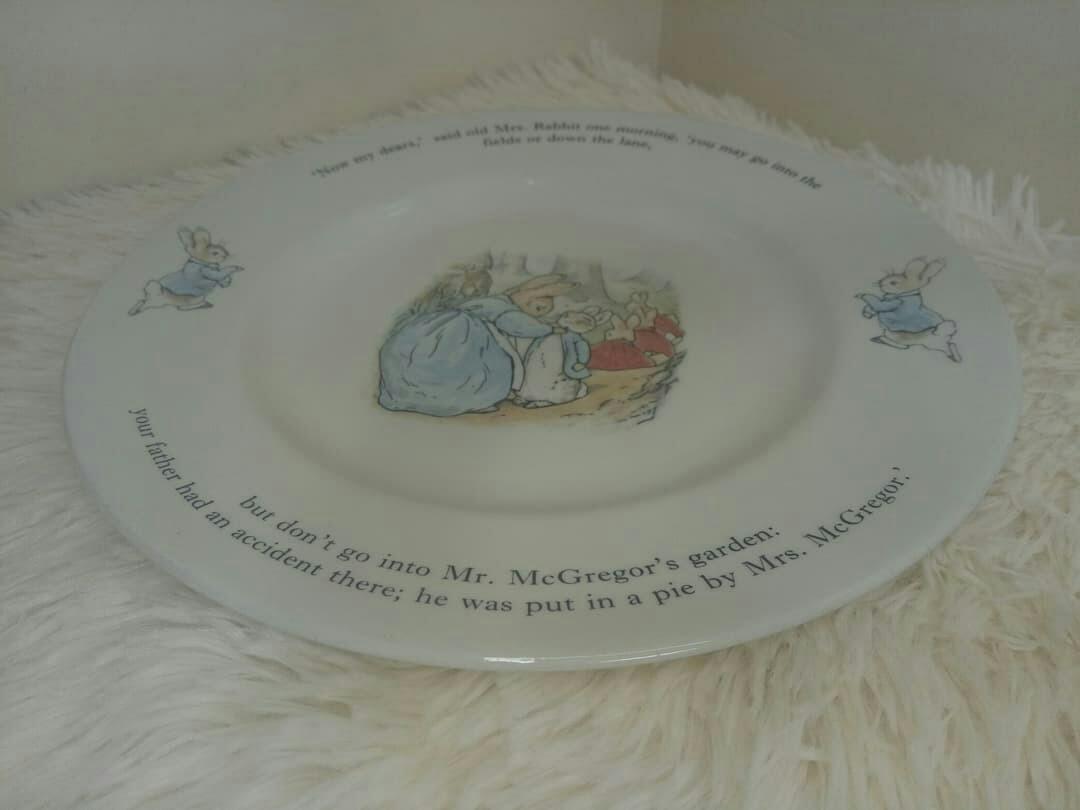 Wedgewood Petter Rabbit dinner plate (Category: Dinnerware & Cutlery) located in Mandaluyong City. Submitted by aishoppe08 (Listing ID 1146474297, Image 2). Description: d24.5cm flaw: minor scratches.