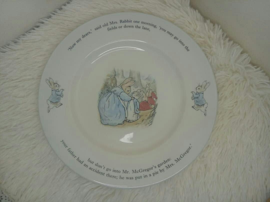 Wedgewood Petter Rabbit dinner plate (Category: Dinnerware & Cutlery) located in Mandaluyong City. Submitted by aishoppe08 (Listing ID 1146474297, Image 1). Description: d24.5cm flaw: minor scratches.