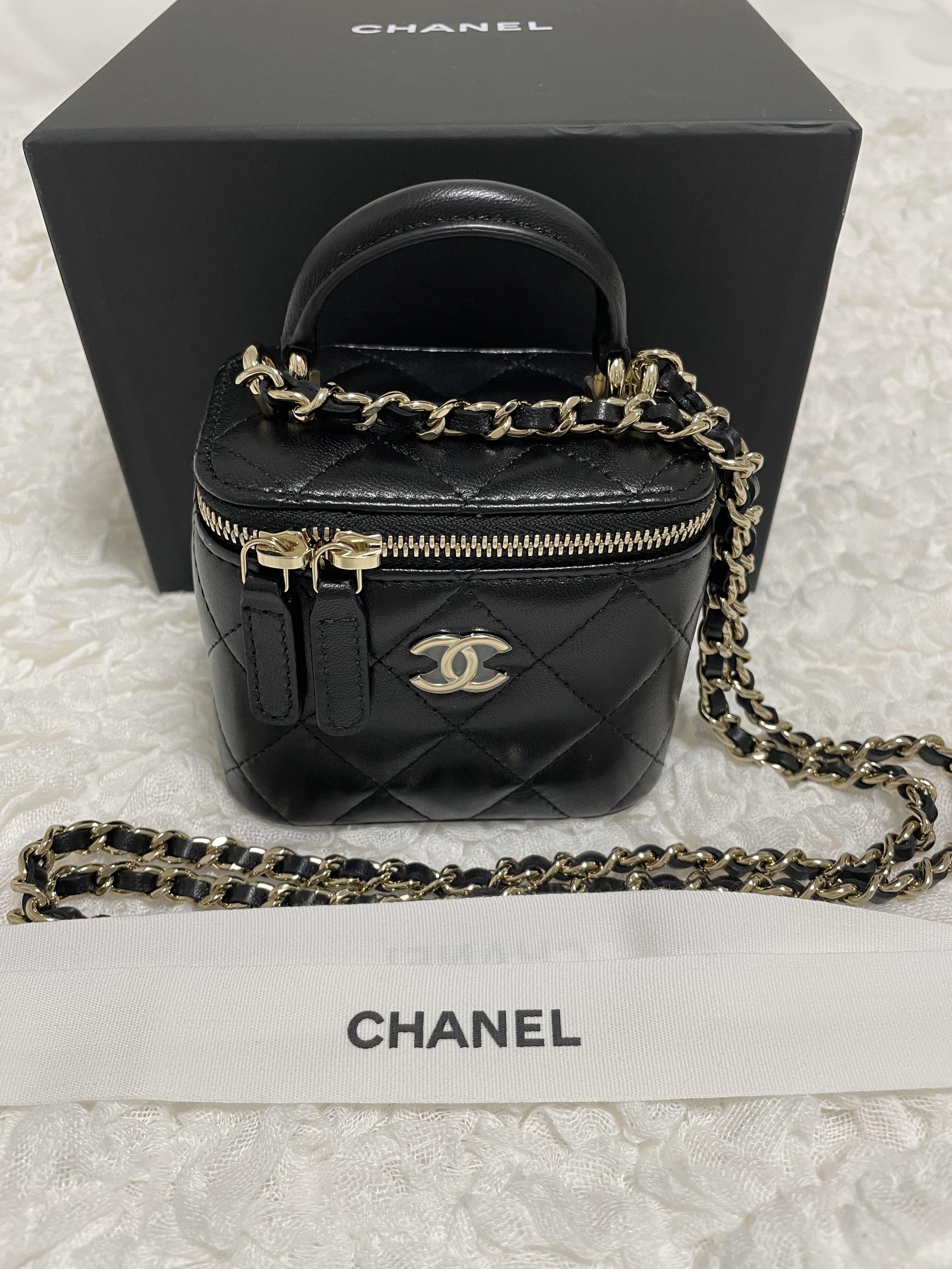 22P Chanel Mini Vanity Cube with Top Handle, Luxury, Bags