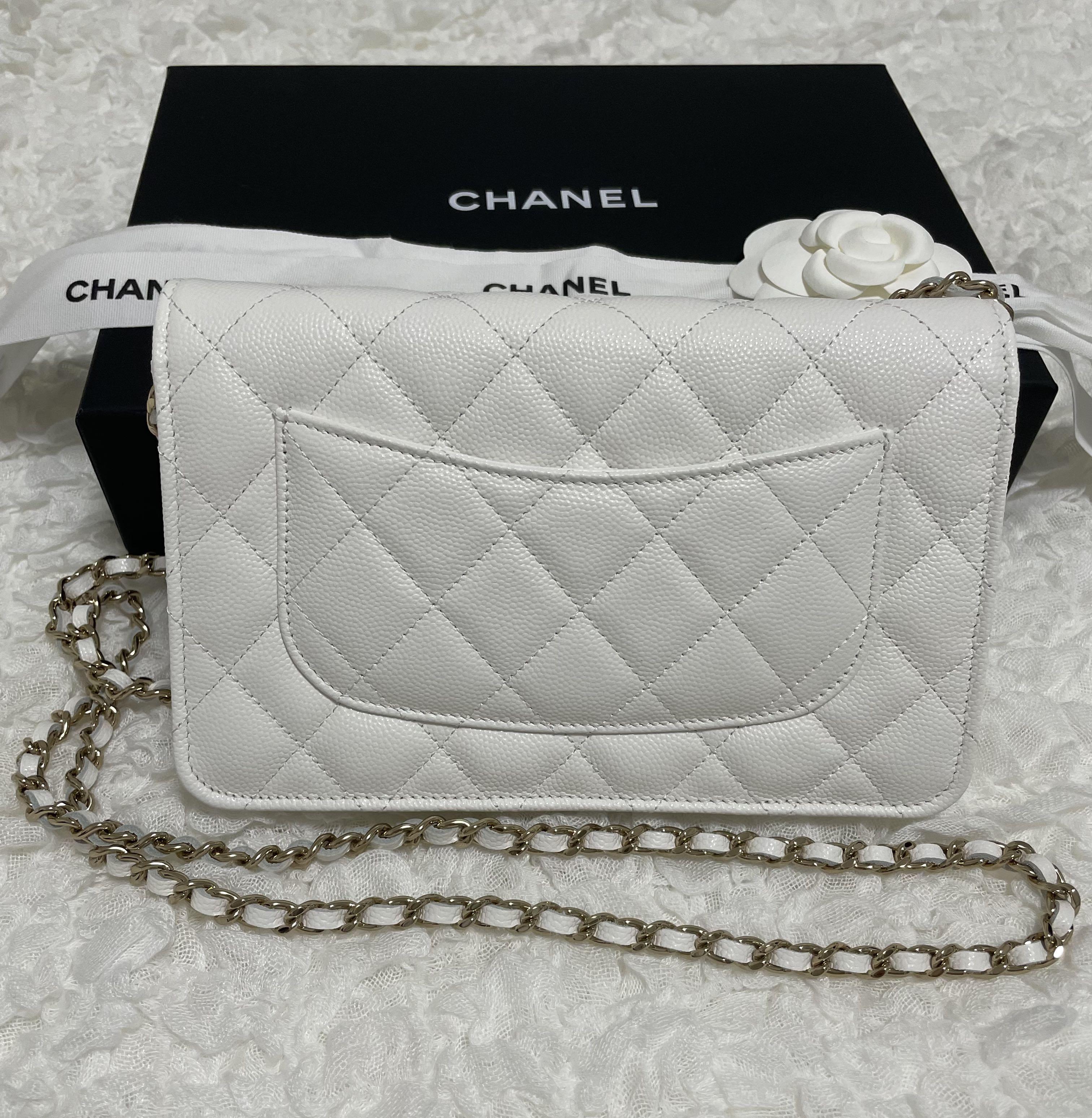 22P Chanel Wallet On Chain (Microchip) White Caviar with Light Gold  Hardware, Luxury, Bags & Wallets on Carousell