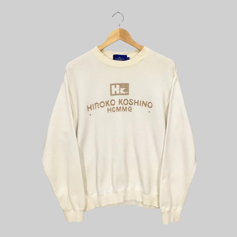 Vintage HIROKO KOSHINO HOMME Sweatshirt Big Logo Spell Out Embroidered 90s Black Sweatshirt Size Medium