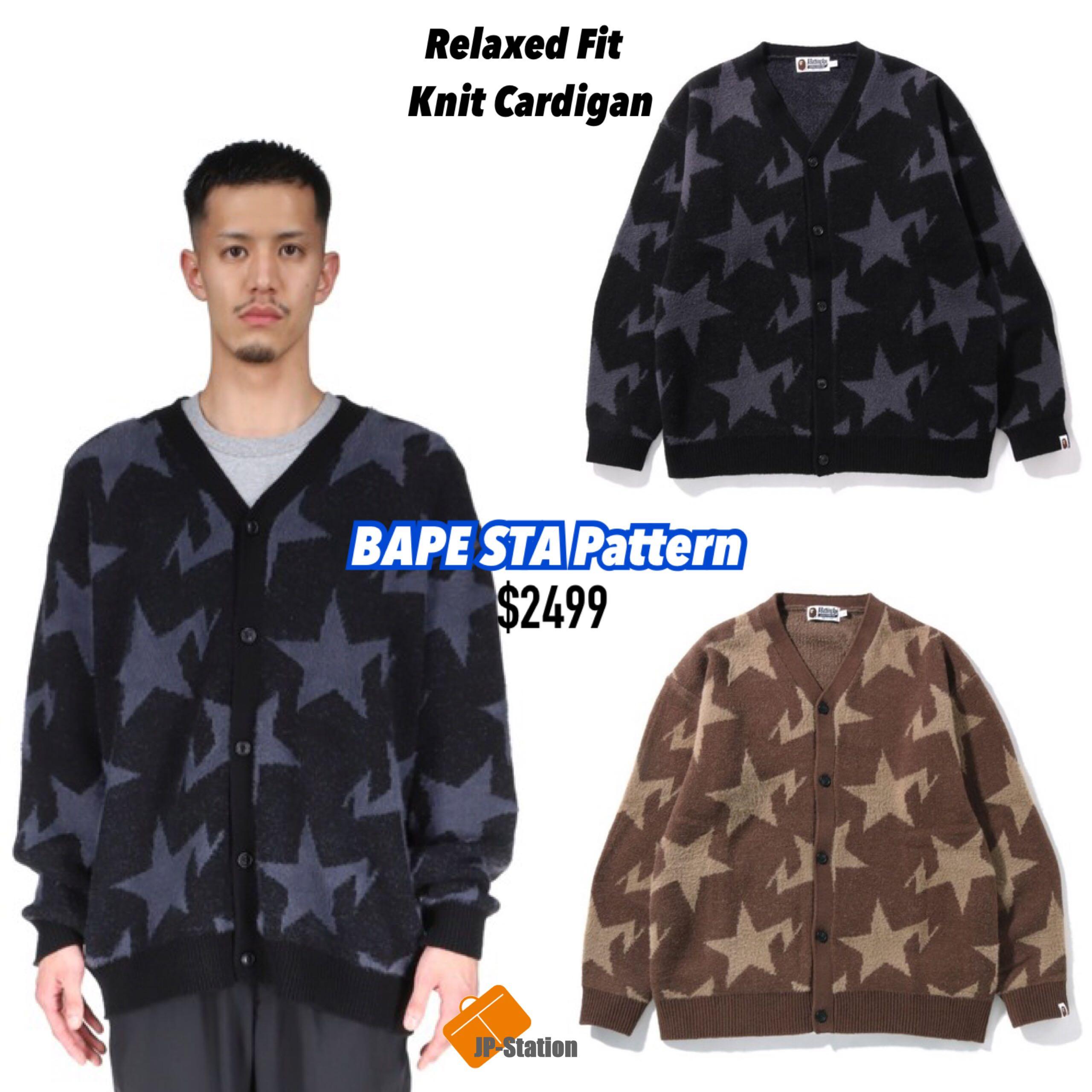 預訂BAPE 🇯🇵 STA PATTERN Relaxed Fit Knit Cardigan, 預購- Carousell