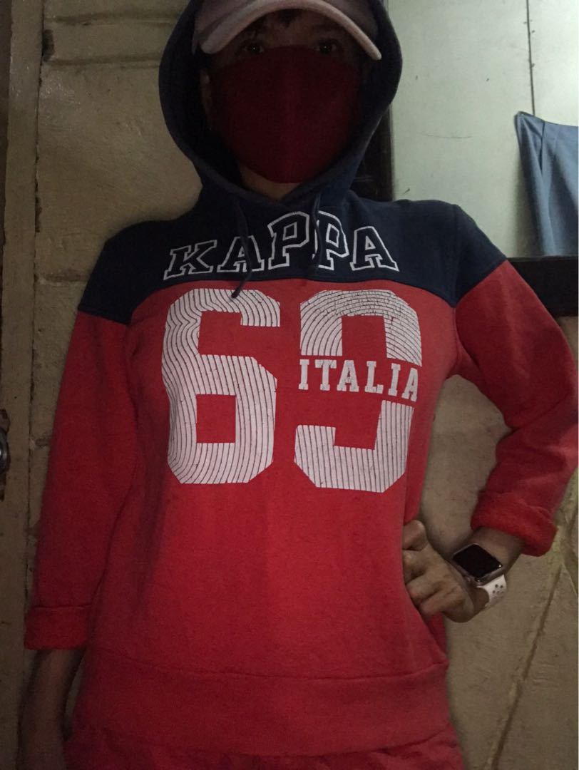 Kappa red white and blue hoodie best sale