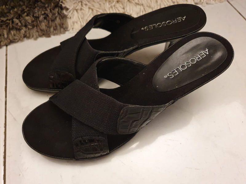 Aerosoles Black Slip Ons Women s Fashion Footwear Heels on