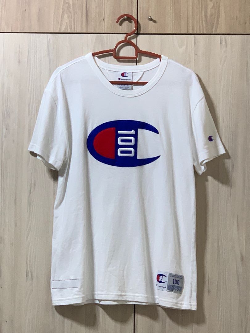 Authentic Champion 100th Anniversary White Tee Men s Fashion