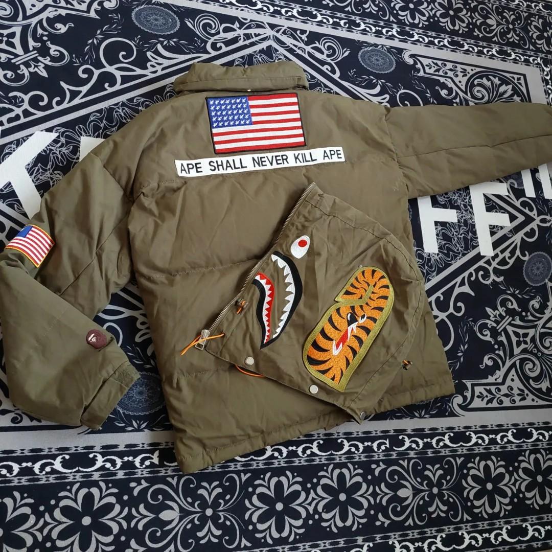 BAPE X READY MADE Down Shark Jacket, Men's Fashion, Activewear on Carousell