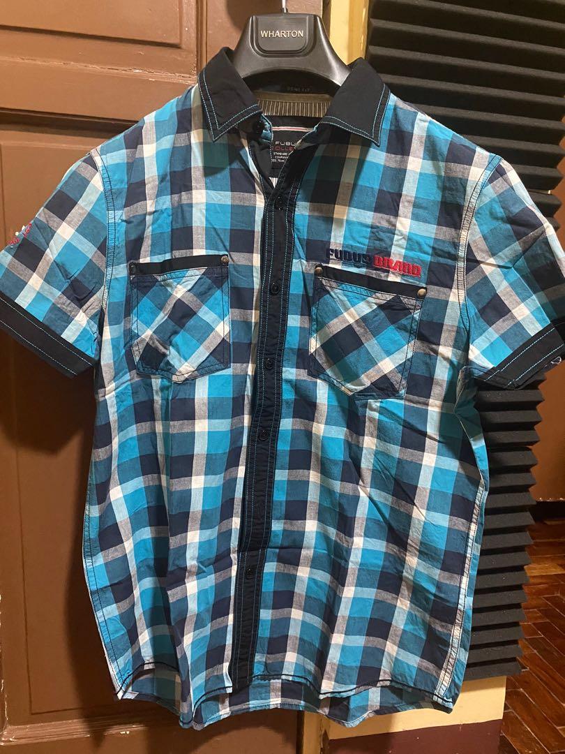 Blue checkered polo clearance