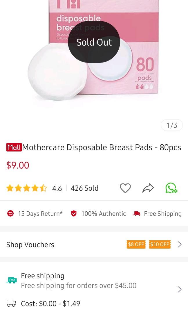 Mothercare Disposable Breast Pads - 80 Pack - Mothercare