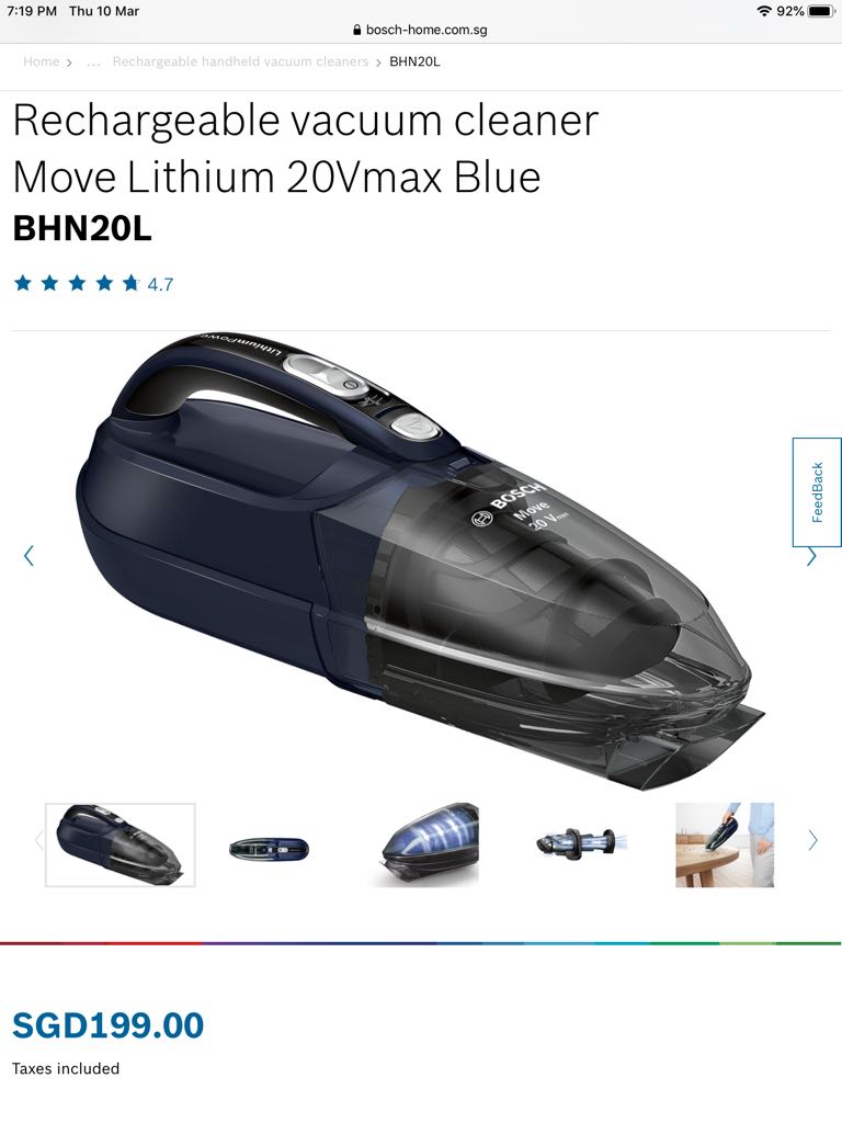 Bosch handheld vacuum Bosch Move Lithium 20V max, TV & Home Appliances, Vacuum Cleaner