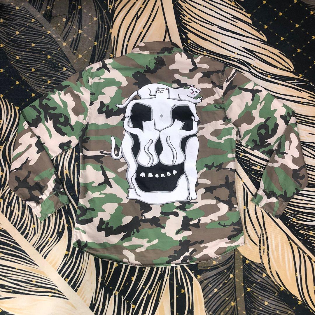 RIPNDIP LORD NERMAL CAT SKULL CAMO ARMY SHIR T JACKET, Men's