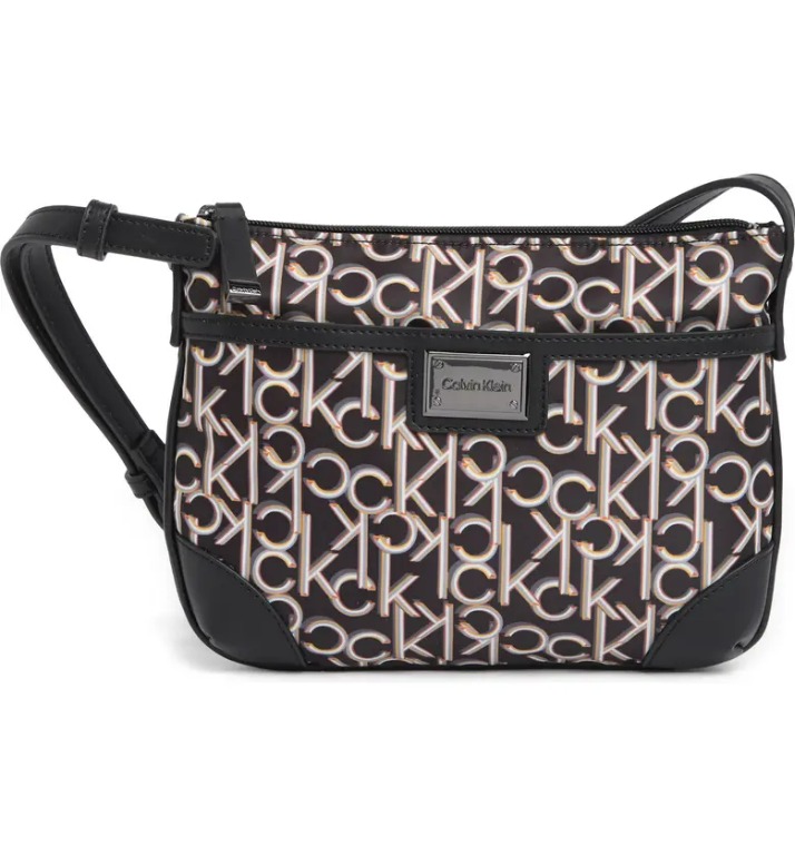 Calvin Klein Belfast Logo Print Faux Leather Crossbody Bag, Women's
