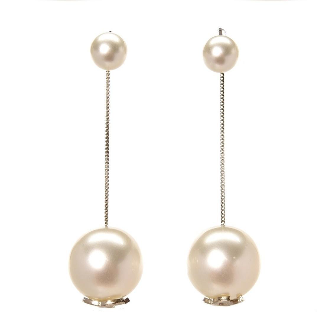 Chanel Gold Tone Crystal CC Pearl Drop Earrings Chanel | TLC