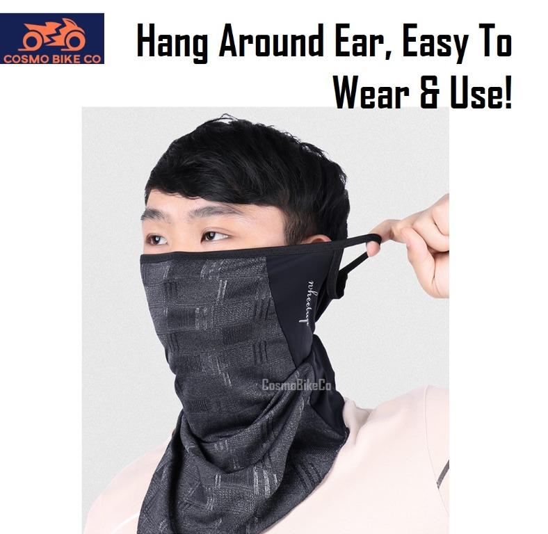 DARK BLUE EAR LOOP V-NECK Face Scarf Mask Anti-Dust UV Wind Protection Ear  Hanging