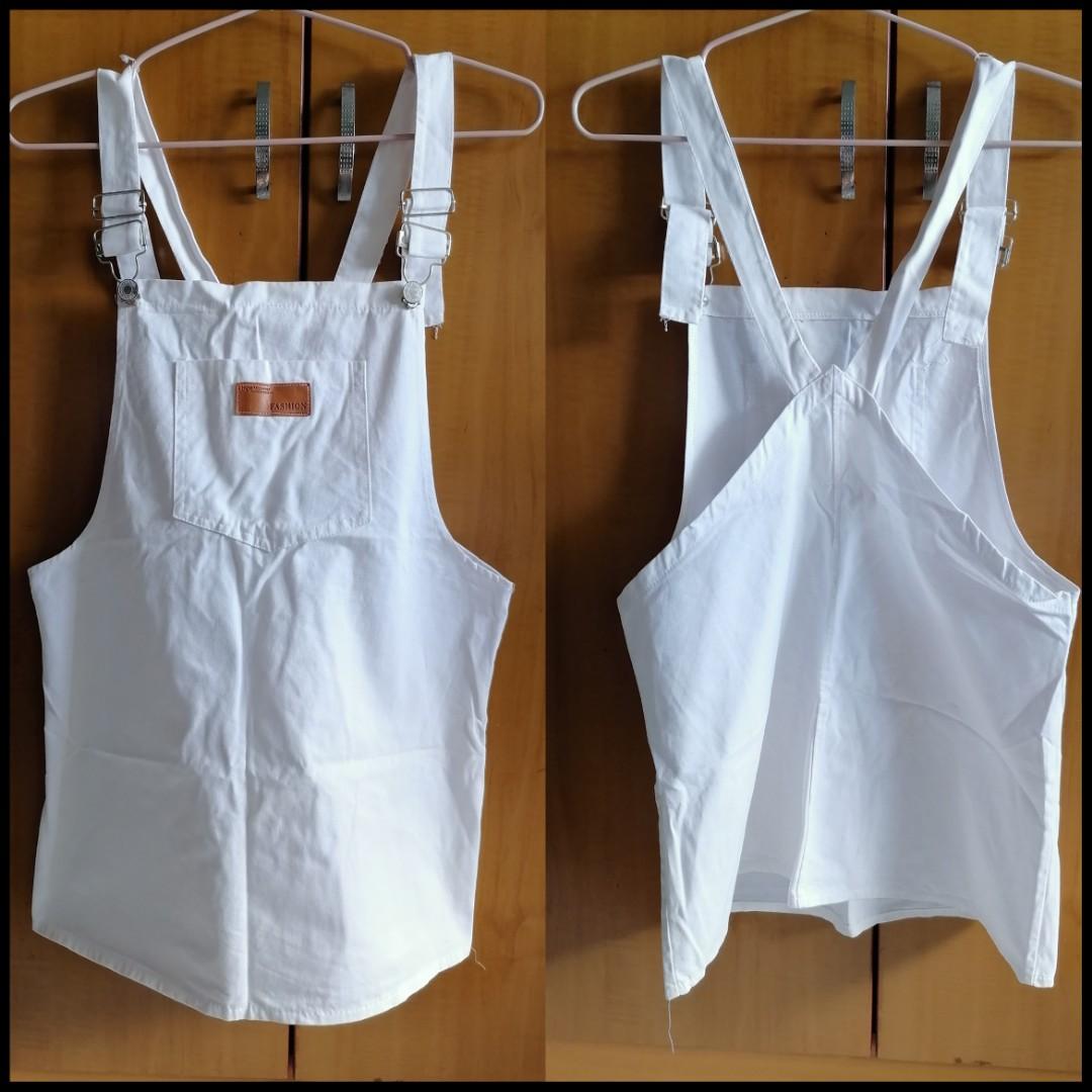 White pinafore jumpsuit deals
