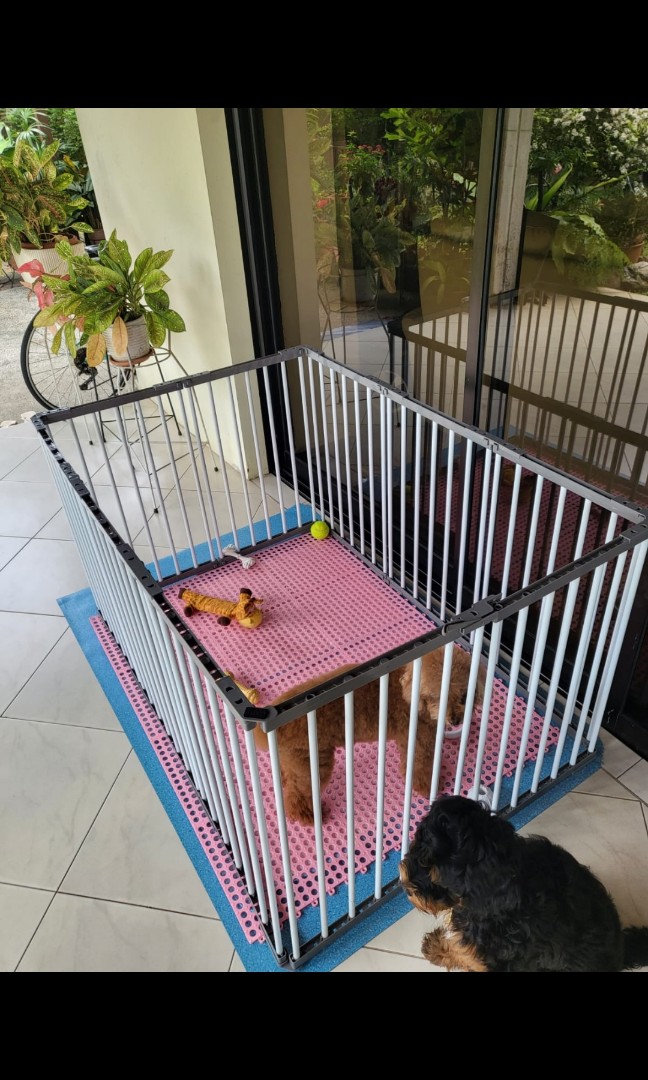 Dog play pen with free pink floor mats, Pet Supplies, Homes & Other Pet