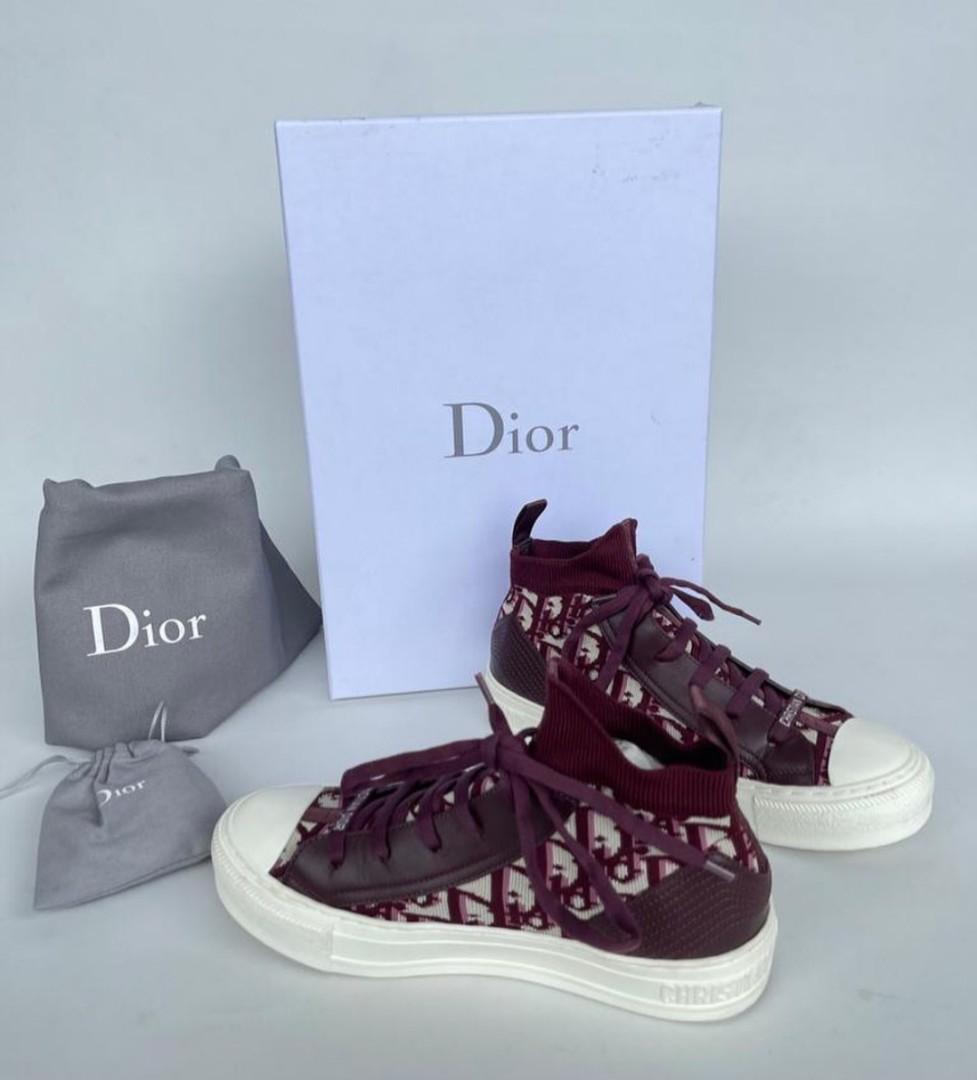 Fast Sale Preloved Walk N Dior Oblique Mid Top Sneakers Burgundy