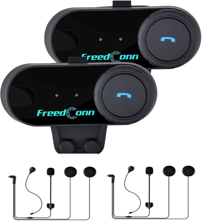 FreedConn Motorcycle Helmet Speakers FDCVB Helmet Bluetooth Headset Intercom for Motorbike Skiing Communication Systems Range-800M/2-3Riders Pairing/Black 2 Units with Soft Cable 