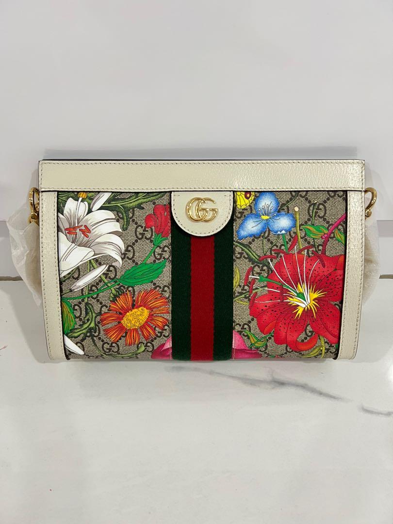Red floral shop gucci bag