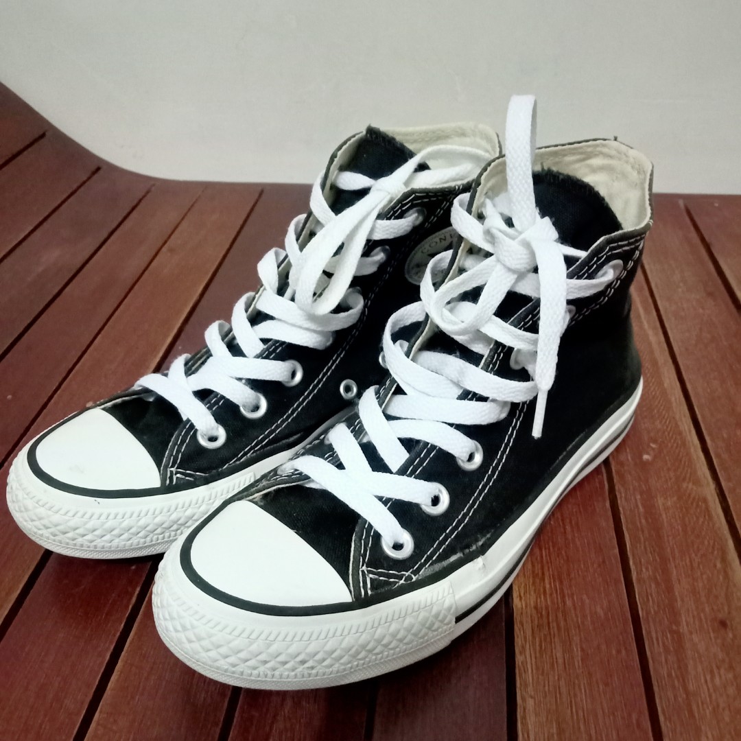 Converse black and clearance white high cut