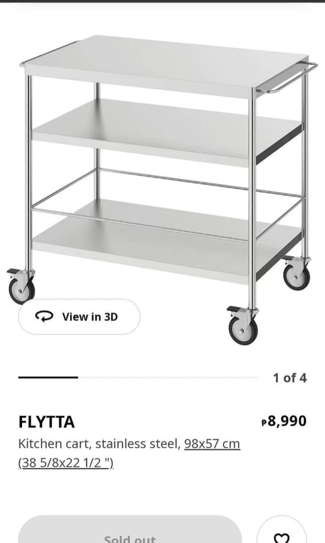 Ikea flytta kitchen cart Stainless steel, Furniture & Home Living