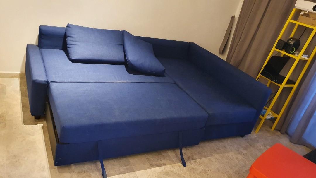 Ikea FRIHETEN Corner sofabed with storage, Skiftebo blue, Furniture & Home Living, Furniture