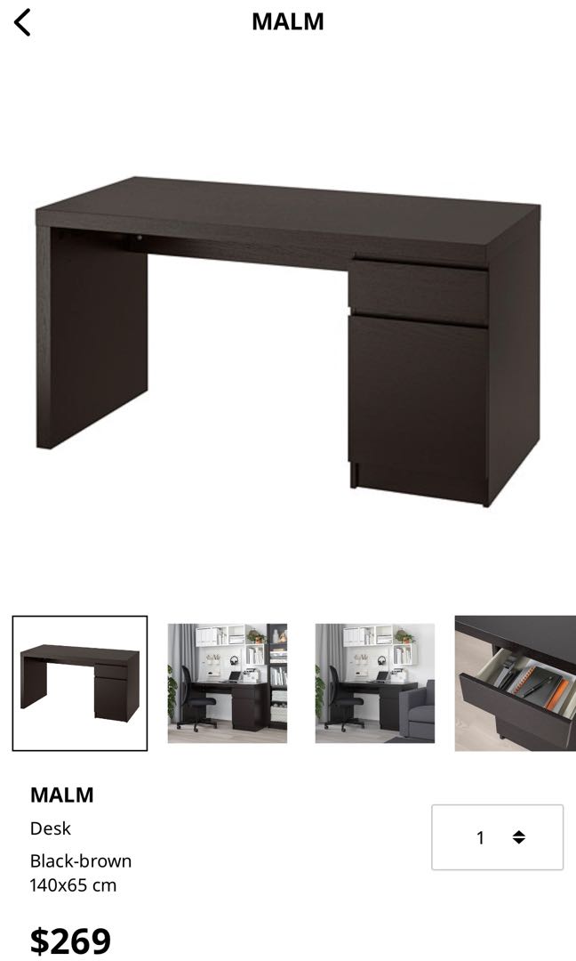 Ikea Malm Desk, Furniture & Home Living, Furniture, Tables & Sets on