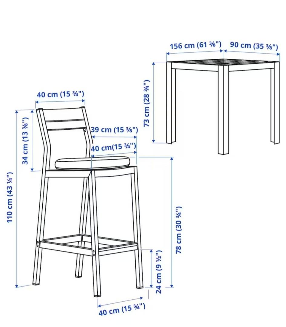 IKEA Sjalland High Table & Chair Set, Furniture & Home Living