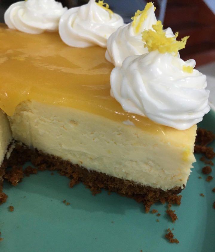 Lemon cheesecake (Category: Homemade Bakes) located in San Juan City. Submitted by iambernie (Listing ID 1148242734, Image 2). Description: Baked cheesecake made with real cream cheese, topped with lemon curd Fruity, tangy, refreshing! 6 inch 700 8 inch 1400.