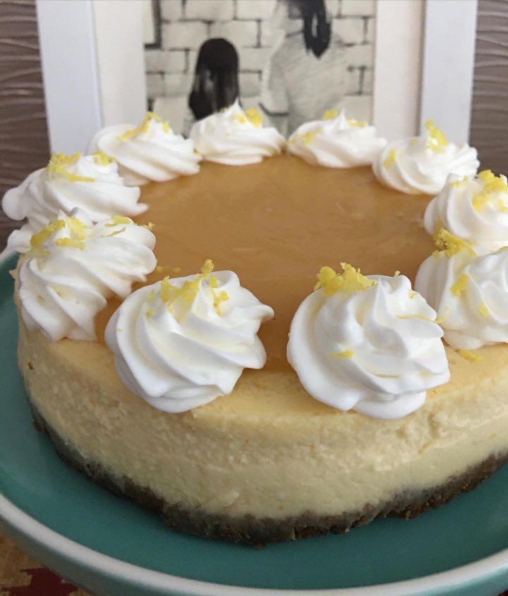 Lemon cheesecake (Category: Homemade Bakes) located in San Juan City. Submitted by iambernie (Listing ID 1148242734, Image 3). Description: Baked cheesecake made with real cream cheese, topped with lemon curd Fruity, tangy, refreshing! 6 inch 700 8 inch 1400.