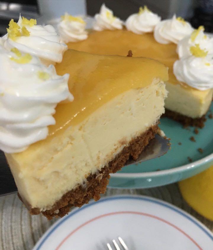 Lemon cheesecake (Category: Homemade Bakes) located in San Juan City. Submitted by iambernie (Listing ID 1148242734, Image 1). Description: Baked cheesecake made with real cream cheese, topped with lemon curd Fruity, tangy, refreshing! 6 inch 700 8 inch 1400.