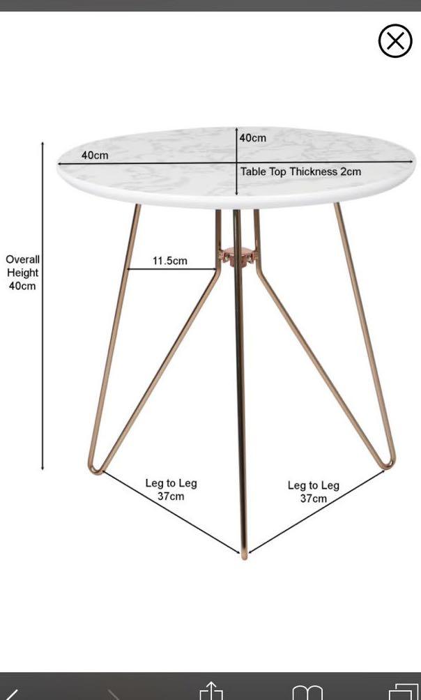 (2 pieces) Marble Design + Rose Gold legs Side Tables, Furniture & Home