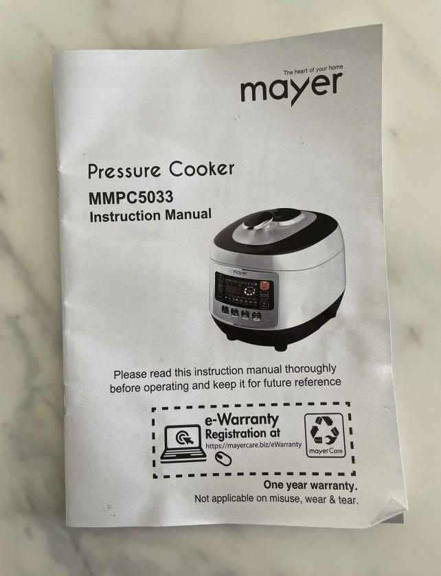 Mayer pressure cooker instruction manual hotsell