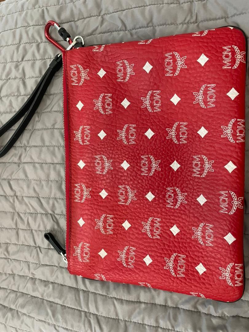 Mcm red top clutch bag