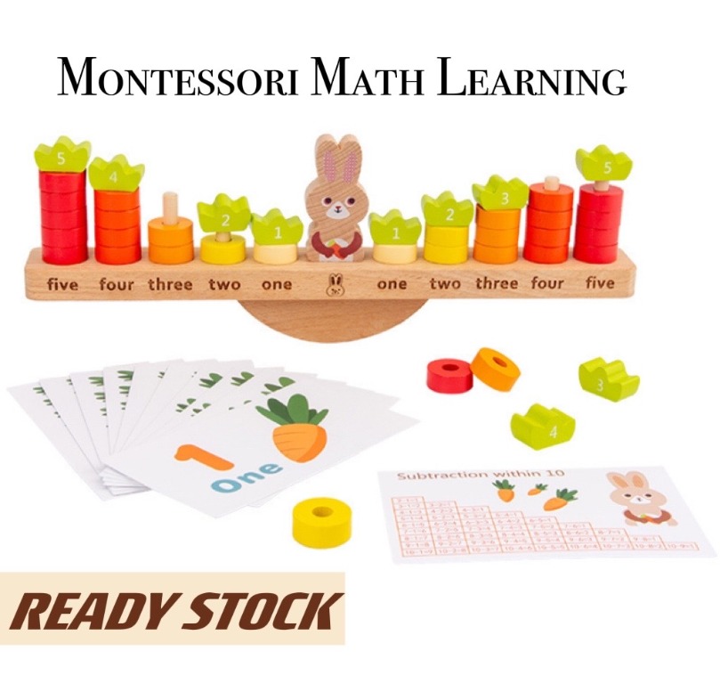 Montessori Wooden Math Learning set | Kids Counting number stacking ...