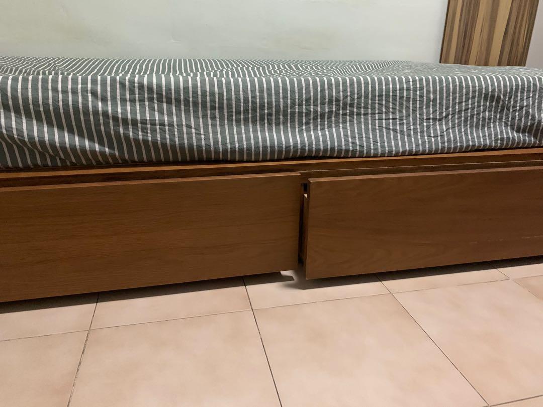 Muji single size bed frame with storage, Furniture & Home Living ...